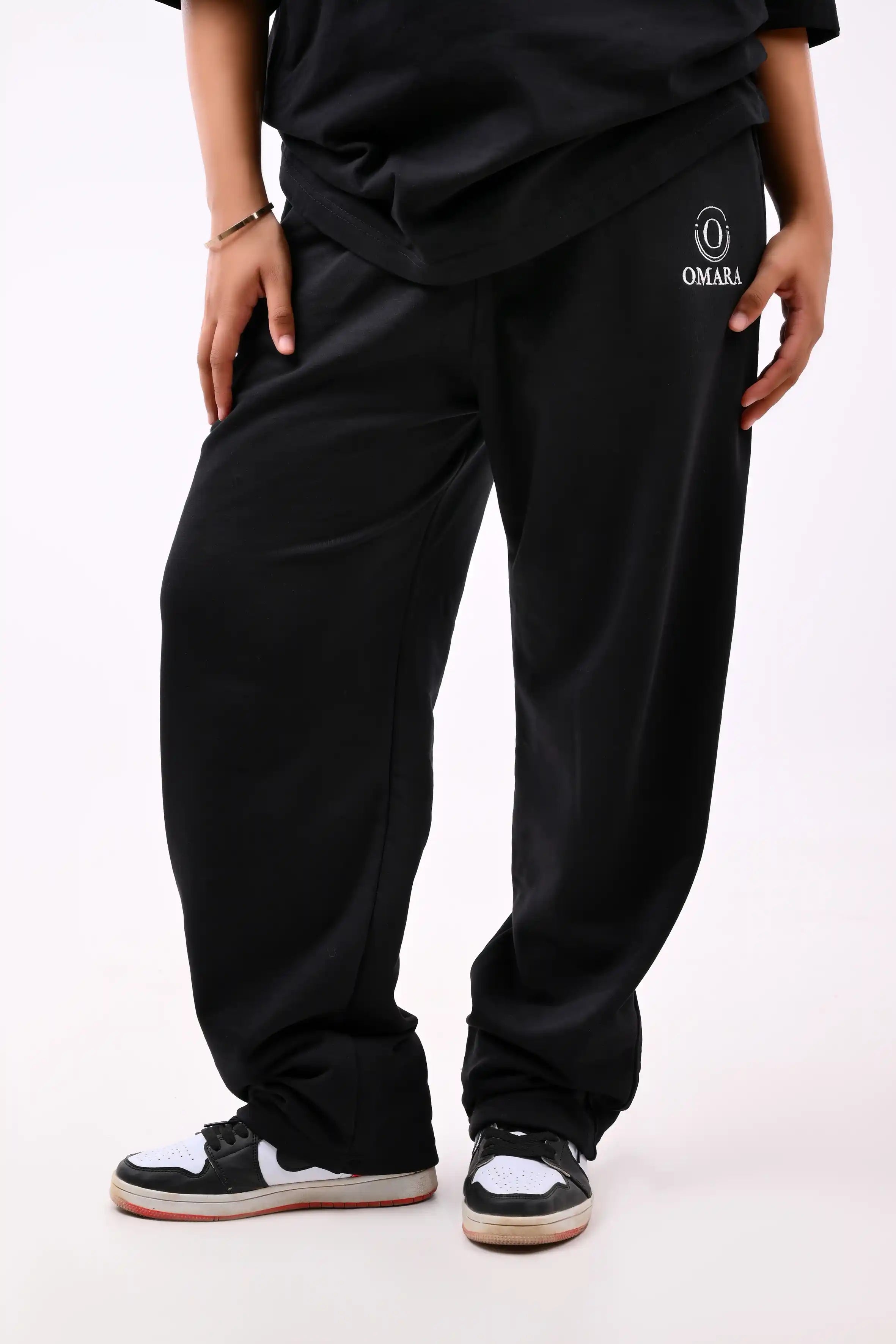 Milton Wideleg Trousers Black